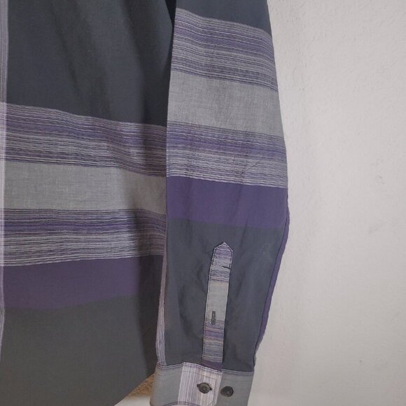 Express Men's Dress Shirt in Black and Purple Very Nice! - Picture 3 of 9
